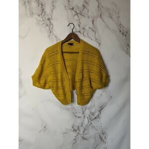 H&M Sweater Women Small Crop Wool Short Sleeve Mustard Yellow Dolman